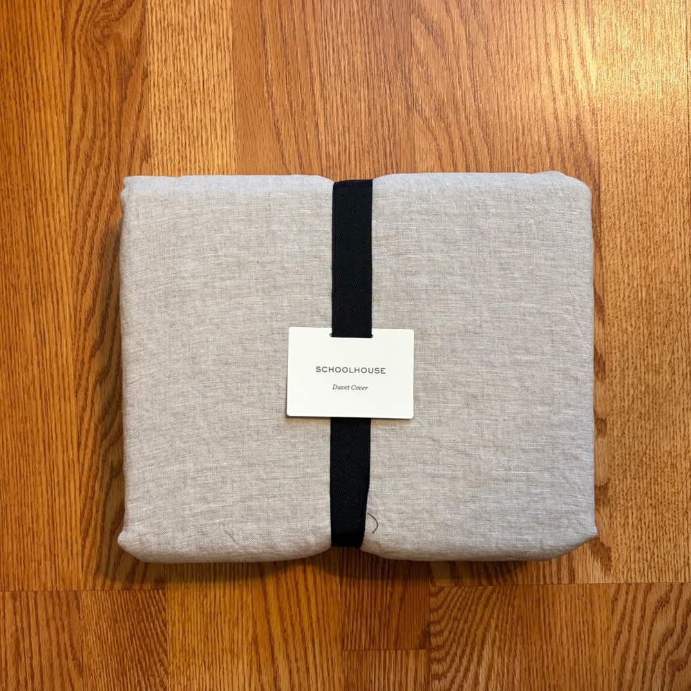 NEW Schoolhouse Natural Linen Duvet Cover Twin